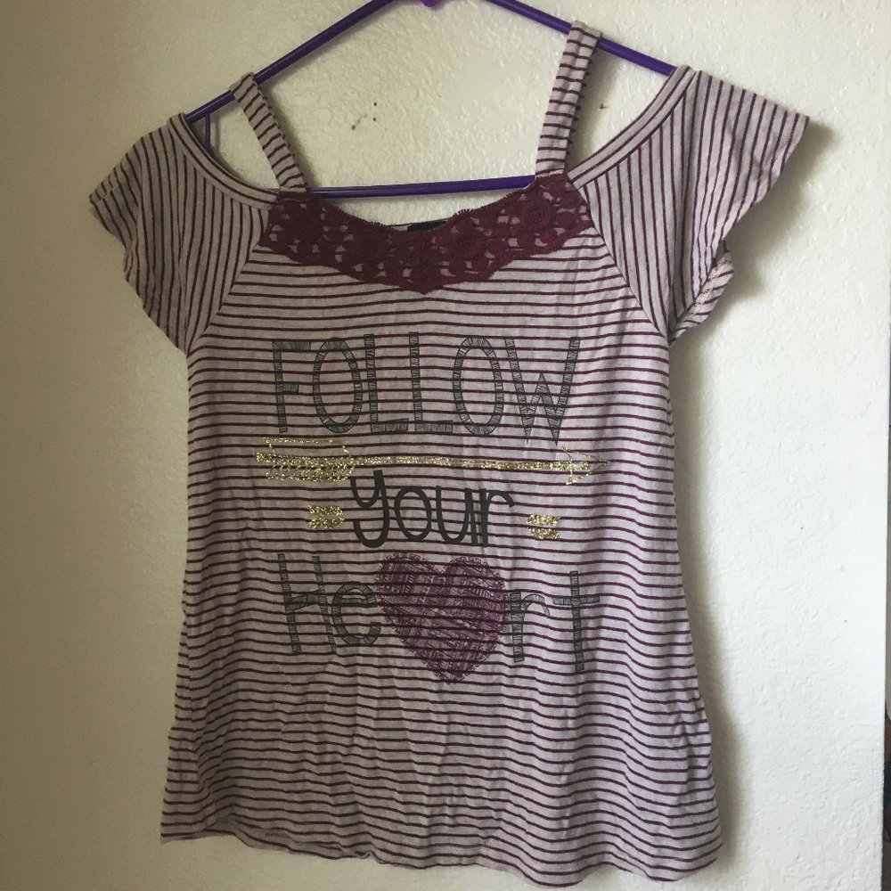 Red and white lose off the shoulder shirt